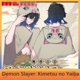 New Demon Slayer Kimetsu no Yaiba Cosplay Cotumes Hashibira Inosuke Cloak Pig Hooded Buttons Cape Flannel Bathrobe Pajamas Shawl