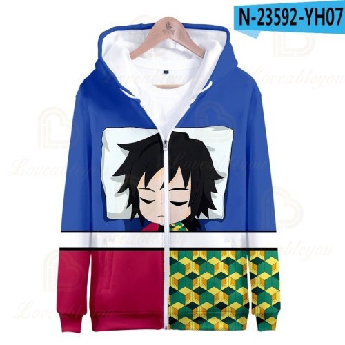 Children Jackets Coats 100cm - 160 cm Demon Slayer: Kimetsu No Yaiba Hoodie Nezuko Sabito Iguro Obanai Cosplay Hooded Sweatshirt
