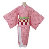 Anime Costume Demon Slayer Cosplay Nezuko Kimono Costume Women Kimetsu No Yaiba Women Pink Kimono Halloween Cosplay