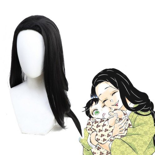 Anime Comic Demon Slayer Kimetsu no Yaiba Cosplay Wigs Kotoha Cosplay Wig Heat Resistant Synthetic Wig Long Black Straight Wigs