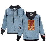 ONE PUNCH-MAN Cosplay Cowboy Coat Saitama Fashion Casual Anime Peripheral Hoodie Jean Jacket Loose Fake Two Piece