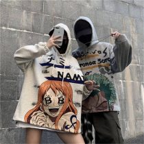 Fashion Men Women Fleece One Piece Hoodies Japan Cartoon Sweatshirts Loose Hip Hop Streetwear Style Autumn Winter Casual Coats
