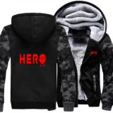 One Punch Man Japnese Anime Hero Camo Raglan Thick Hoodies Winter Warm Printed Sweatshirts Top Men Fitted Outdoor Jackets Coat