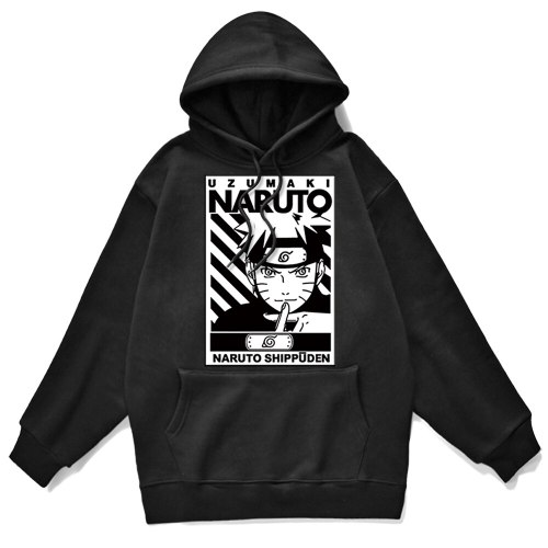 Mens Pullover Fashion Anime Naruto Simple Cartoon Image Pattern Pullovers For Male Brand Cool Hoodies Solid Color Hoodies Male