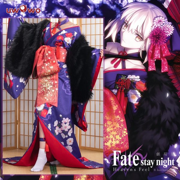 UWOWO Anime Fate Stay Night Heaven's Feel Saber Alter/Arturia Pendragon Alter Cosplay Costume Women Kimono Fate Grand Order/FGO