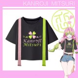 Anime Demon Slayer Kimetsu no Yaiba T-shirt Kanroji Mitsuri Cosplay Costumes Women Summer Short Sleeve Tee Top Cotton Shirt