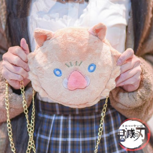 Kimetsu no Yaiba Anime Plush Shoulder Bag Chain Packet Hashibira Inosuke Lovely Schoolgirl Package Japanese Halloween Party