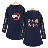 Women Hoodie Anime Demon Slayer Kimetsu no Yaiba Hooded Coat Fashion Girls Kamado Nezuko Long Hoodies Sweatshirts Loose Clothes
