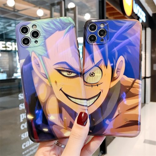 Cute Anime One Piece Case For Iphone 12 11 Pro XS Max 8 7 Plus X XR Phone Cases Cartoon Luffy Sauron Blu-Ray Soft Silicone Coque