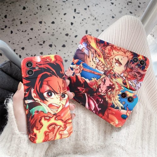 INS Japan Anime Demon Slayer Case for Iphone 12 11 Pro XS Max 7 8 Plus X XR Phone Cases Hot Kimetsu No Yaiba Soft Cover Coque