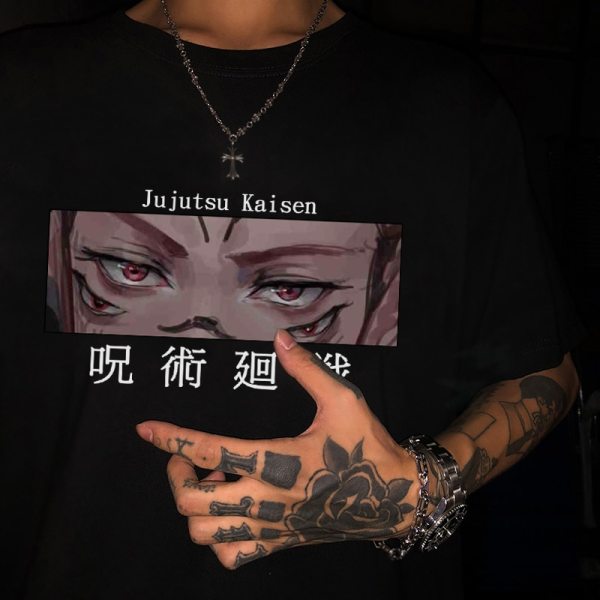 Harajuku Men's T-shirt Jujutsu Kaisen Printed Unisex T shirt Itadori Yuji Eyes Cartoon Anime Casual Tshirt Male Streetwear Tops
