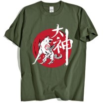 Great God sumi e Japan Anime Print Tshirts Mens Loose Fashion Cotton T-Shirt Fashion Breathable T-Shirts Oversize Summer T Shirt