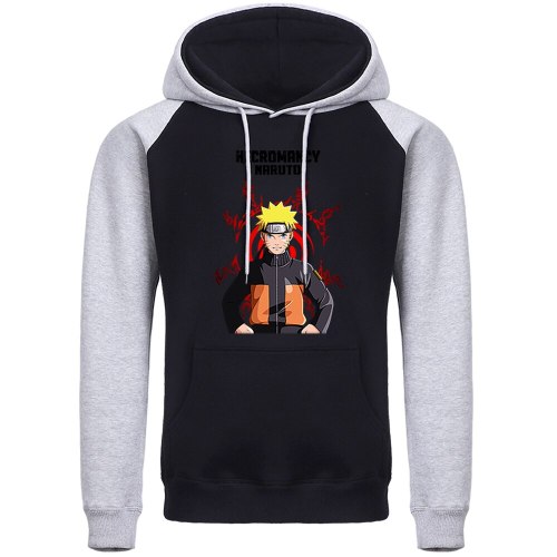 Fashion Anime Naruto Print Men Hoodies Pocket Crewneck Sweatshirt Fashion Hip Hop Prints Clothes Loose Pullover Raglan Hoody