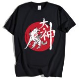 Great God sumi e Japan Anime Print Tshirts Mens Loose Fashion Cotton T-Shirt Fashion Breathable T-Shirts Oversize Summer T Shirt