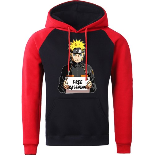 Free Rasengan Naruto Anime Prints Mens Hoodies Raglan Loose Clothing Fashion Casual Sweatshirt Creativity Oversize Hoodie Man