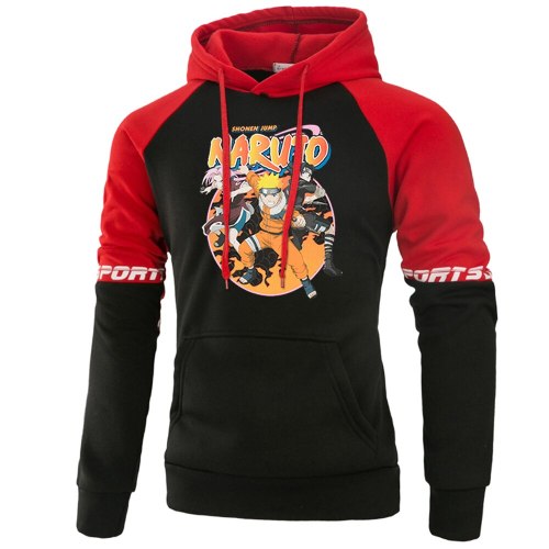 Anime Naruto Cartoon Printed Mens Hoodie Casual Pullover Sweatshirt Autumn Fashion Casual Clothes Loose Raglan Streetwear Men's