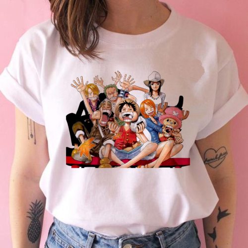 One Piece top tees tshirt women 2020 couple  harajuku kawaii ulzzang print t-shirt t shirt ulzzang
