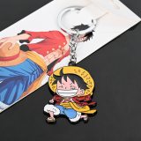 Anime One Piece Keychains Necklace Roronoa Zoro Trafalgar Law Monkey D. Luffy Metal Keyrings Pendants Holder Chaveiro Figure Toy