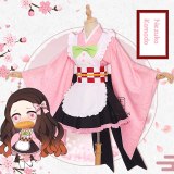 Anime Demon Slayer Kamado Nezuko Kanroji Mitsuri Kochou Shinobu Tsuyuri Kanawo Cosplay Maid Kimono Uniforms Wig Costume
