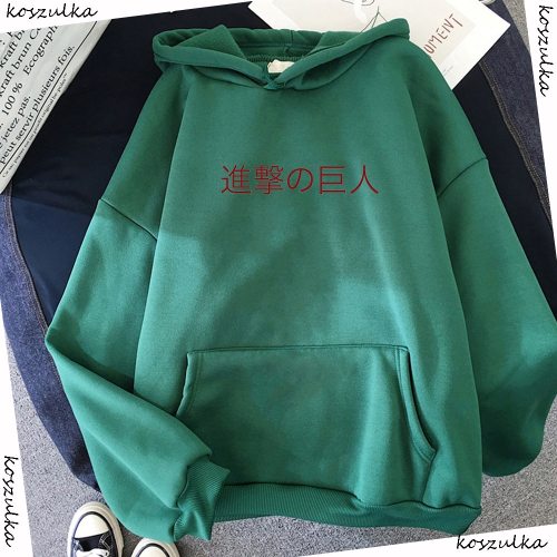 2020 Anime Hoodie Attack on Titan Hoodied Long Sleeve Streetwear Harajuku Sweatshirt Women Unisex Sport Hoody Green Tops G1