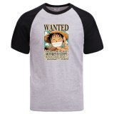 The Straw Hat Pirate T shirts Mens Luffy One Piece Raglan Short Sleeve Tops Tshirts 2020 Hot Japan Anime Hot Sell T shirts Tops