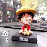 11CM Cartoon Car Decoration Anime One Piece  Figure Model Toys Luffy Sanji Chooper Zoro Spring Shaking Head Dolls Car Decor Toys
