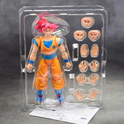SHF Soldier Accessories Dragon Ball Super Red Goku Super Saiyan God Models Mfg Series Remote Control Anime Dragon Ball Gift Toys