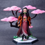19 Cm Anime Demon Slayer Figure Nezuko Tanjirou Zenitsu Kimetsu Cherry Tree Collectible Action Figure PVC Model Doll Toys Youth