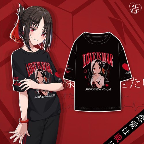 Anime Kaguya-sama: Love Is War Shinomiya Kaguya Loose T-shirt Cosplay Costume Summer Short Sleeve Men Women Unisex Casual Tops