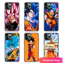 Dragon Ball Goku Tempered Glass Phone Case For IPhone 11 12 13 SE X Xs Xr Plus Pro Max 2020 13Mini Cover Cell Black Cover Toys