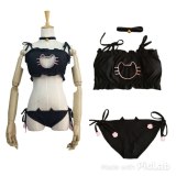 New Arrive Cute Sexy Kawaii Kitty Cat Embroidery Meow star Keyhole Hollow Bra And Underwear Love live Anime Cosplay Lingerie Set