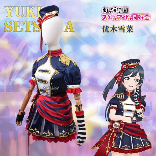 COWOWO Anime! Lovelive! Yuki Setsuna Crimson Courage Game Suit  Uniform Cosplay Costume Halloween Party Performance Outfit Women