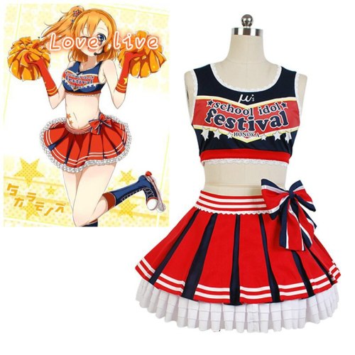 Love Live Cheerleaders Cosplay Costumes Kotori Minami Sonoda Umi Nozomi Tojo Eli Ayase Nine Girls Cheerleaders Team Halloween