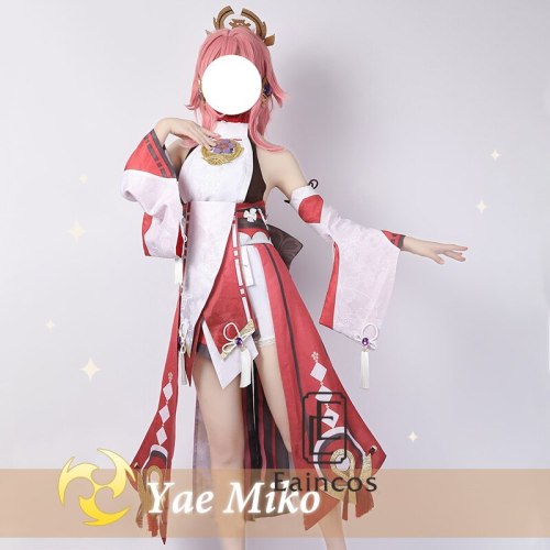 Genshin Impact Yae Miko Guuji Yae Cosplay Costume Cos Wigs Shoes Games Uniform Dress Outfits Halloween Costumes For Women