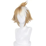 Gorou Cosplay Wig Game Genshin Impact Gorou Short Brown White Wig with Ears Synthetic Hair Heat Resistant Halloween Role Play