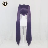 Game Genshin Impact Mona Megistus Cosplay Wig Astral Reflection 90cm Purple Twin Tail Wig