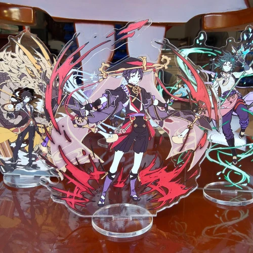 Anime Figure Genshin Impact Scaramouche Zhongli Hutao Xiao Kaeya Acrylic Stand Model Plate Desk Decor Standing Sign Fans Gifts