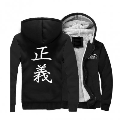 Japanese Anime Fashion Anime One Piece Marine Justice 正義 Hoodie Sweatshirt Cotton Cosplay Coat One Piece