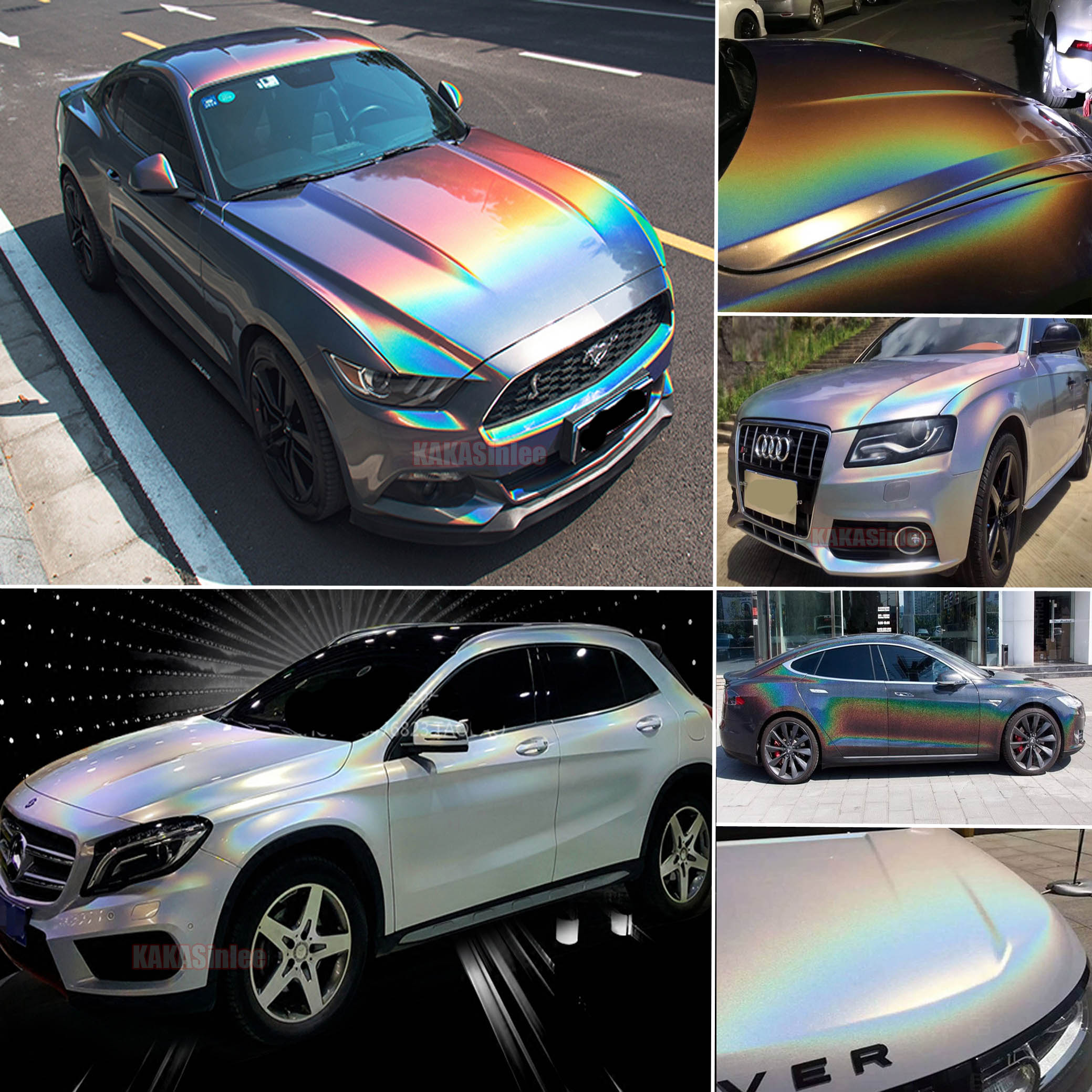 Car Vehicle Iridescence Rainbow Laser Holographic Chameleon Mirror Chrome Vinyl  Wrap Sticker