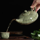 Large Crackle Glaze Ge Kiln Longquan Celadon Teapot 300ml Celadon Longquan Pot