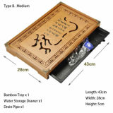 13 /17  Bamboo Hollow Texture Gongfu Tea Serve Tray with Drawer and Drain Pipe