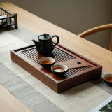 Brown Slatted Heavy Bamboo Chinese Gongfu Tea Ceremony Serving Tray 35x22x4.6cm