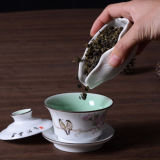 Lotus Leaf Shape White Porcelain Tea Presentation Vessel Cha He Tea Accessories