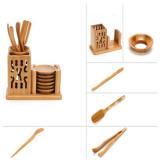 Bamboo Tea Set Kungfu Tea Accessories - Strainer Tongs Spoon Tea Tray Set Holder