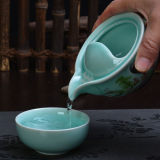 Longquan Celadon Gaiwan Handpainted Kung Fu Tea Set Include 1 Pot 1 Cup