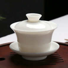 Chinese Ceremony Gaiwan Tea Tureen Ceramic White Jade Porcelain teacup Cup 120ml
