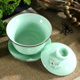Longquan Celadon Gaiwan Gongfu Tea Set 3D Fish Gaiwan Set Tureen Cup 150ml