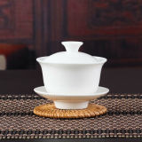 Chinese Gaiwan Tea Set Kung Fu White Ceramic Gaiwan Teaware Sancai Tea Cup
