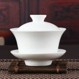 Chinese Gaiwan Tea Set Kung Fu White Ceramic Gaiwan Teaware Sancai Tea Cup