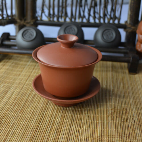 Red Pure Kung Fu Tea Zisha Gaiwan Porcelain Tea Cup Set And Saucer 100ml